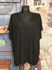 T-Shirt + size V-Ausschnitt Spitze schwarz meliert