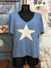 T-shirt en mailles fines "étoile" bleu