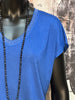 T-shirt col V lurex bleu électrique chiné