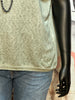T-shirt col V lurex kaki chiné