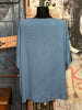 Blouse + size 100% viscose col V satiné bleue denim