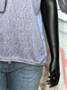 T-shirt col V lurex bleu denim chiné