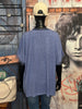 T-shirt + size col V dentelle bleu denim chiné