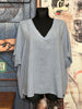 Blouse + size lin & coton bleu ciel