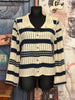 Strickjacke im "Retro"-Stil aus 100% ungebleichter Baumwolle & Marineblau