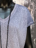 T-shirt col V lurex bleu denim chiné