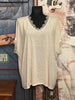 T-Shirt + Size V-Ausschnitt Spitze ecru meliert