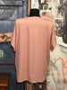 T-shirt fluide col V + SIZE rose vintage