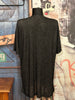 T-shirt long + size col V "skull & perles" noir chiné