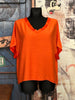 Einfarbige Bluse mit V-Ausschnitt orange