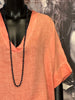 Blouse + size lin & coton abricot