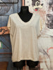 T-shirt col V lurex écru chiné