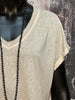 T-shirt col V lurex écru chiné
