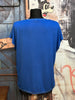 T-shirt col V lurex bleu électrique chiné