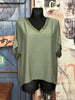Einfarbige Bluse mit V-Ausschnitt in Khaki