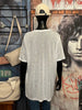 T-shirt long + size col V "skull & perles" blanc chiné