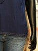 T-shirt col V lurex bleu marine chiné