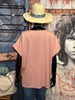 T-shirt fluide col V + SIZE rose vintage