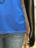 T-shirt col V lurex bleu électrique chiné