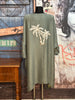 Fließendes Kleid + Size mit "Palmen"-Muster khaki