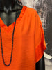 Einfarbige Bluse mit V-Ausschnitt orange