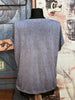 T-shirt col V lurex bleu denim chiné