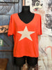 T-shirt en mailles fines "étoile" orange/corail
