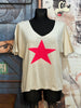 T-shirt en mailles fines "étoile" beige clair