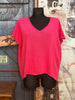T-shirt en maille col V pink