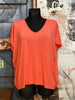 T-shirt ultra fluide col V corail
