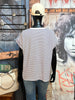 T-shirt marinière col V rose pastel & bleu marine