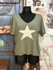 T-shirt en mailles fines "étoile" vert amande