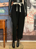 Pantalon taille élastique lin & coton noir