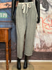 Pantalon taille élastique lin & coton vert amande