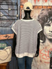 Sweatshirt + Size Kurzarm weiß & marineblau