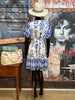 Kleid mit "Ikat"-Muster blau & weiß
