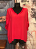 Blouse + size 100% vscose col V satiné framboise