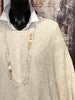 Poncho + size en maille ajourée écru