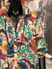 Robe chemise longue en voile de coton motif "floral" multicolore