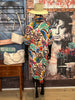 Robe chemise longue en voile de coton motif "floral" multicolore