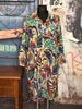Robe chemise longue en voile de coton motif "floral" multicolore
