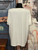 T-shirt + size col V lurex & strass "coeur" blanc cassé