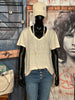 T-shirt 100% lin chiné col V vanille