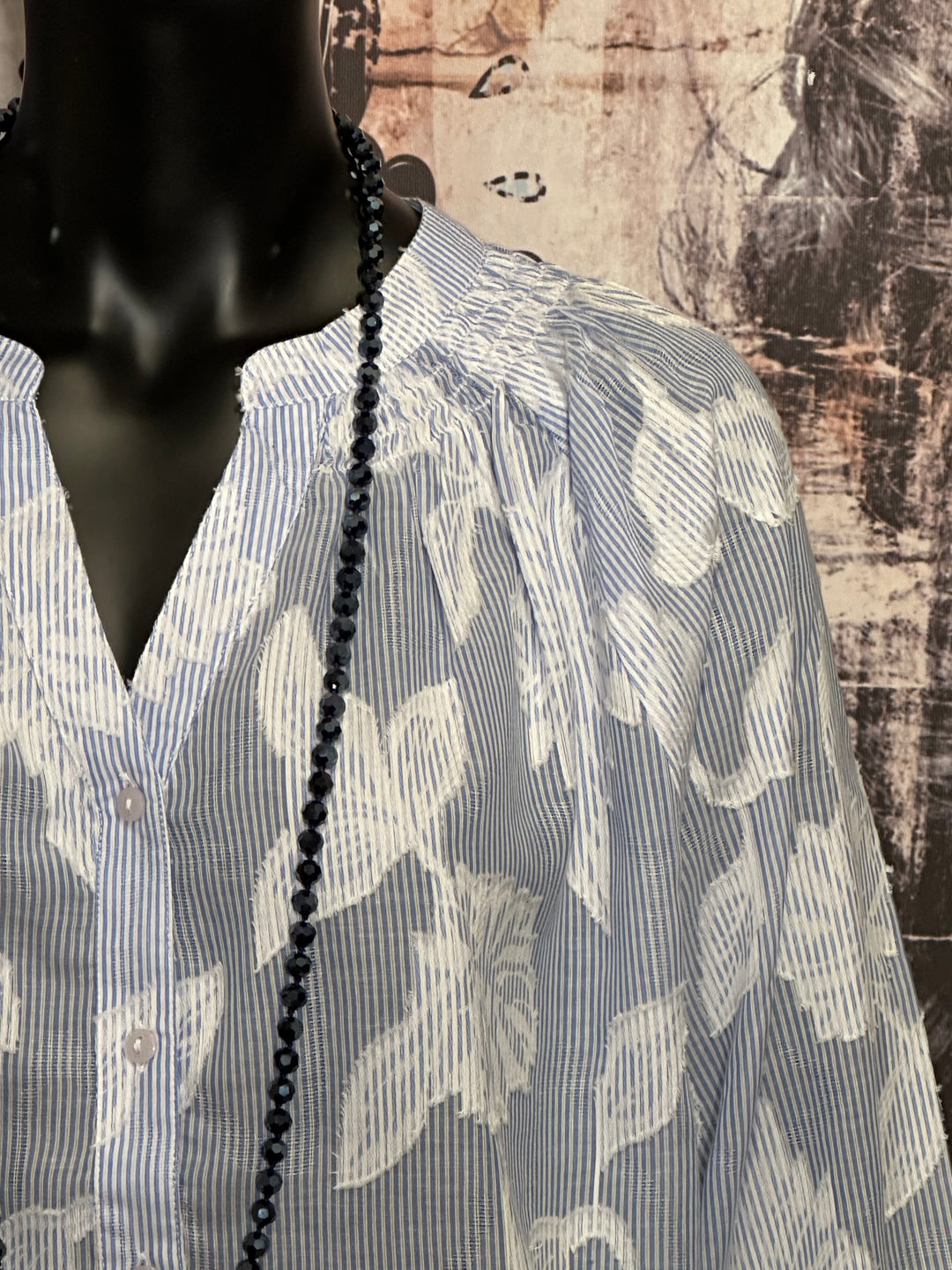 Bluse "Iko" 100% Baumwolle hellblau & weiß