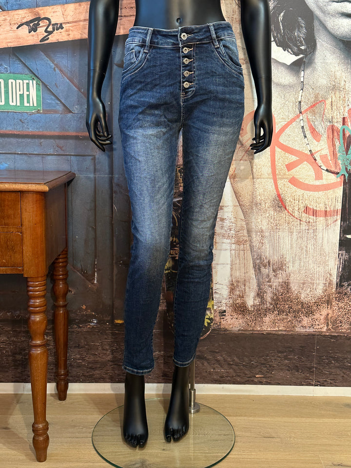 Stretch-Jeans mit 5 Knöpfen blue stone used