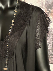 Top Viskose & Seide Ärmel Spitze + SIZE schwarz
