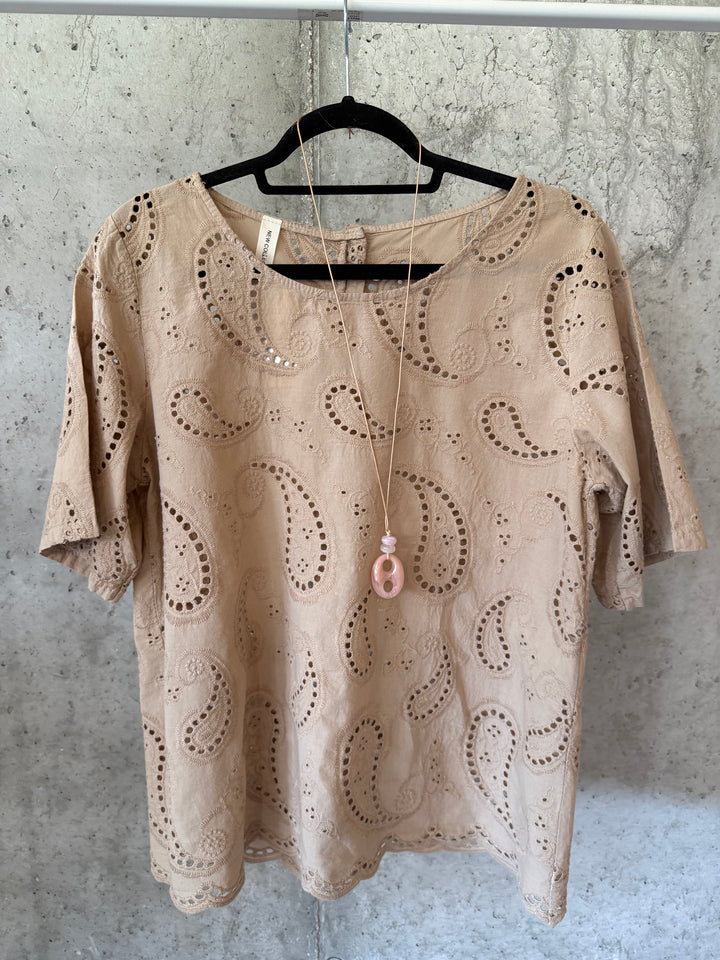 Bluse mit Kaschmir-Muster und Ajour-Design, 100 % Baumwolle (38/42), Made in Italy