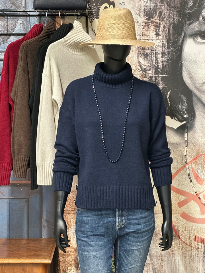 Pullover mit Schornsteinkragen & Knöpfen (36/40)