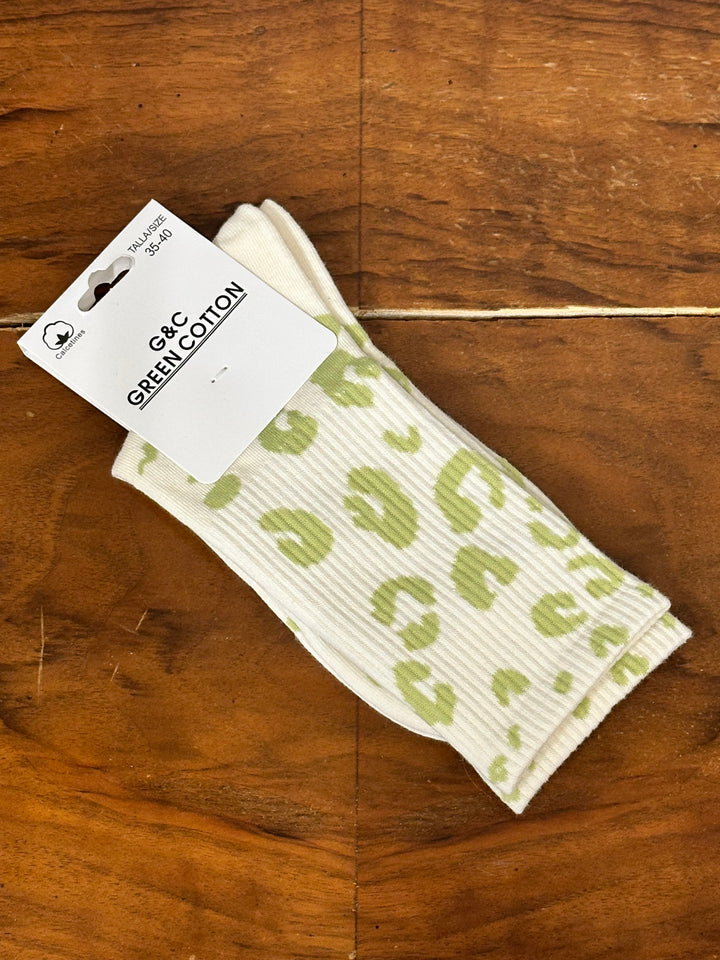 Chaussettes mi-longues en coton motif "léopard"
