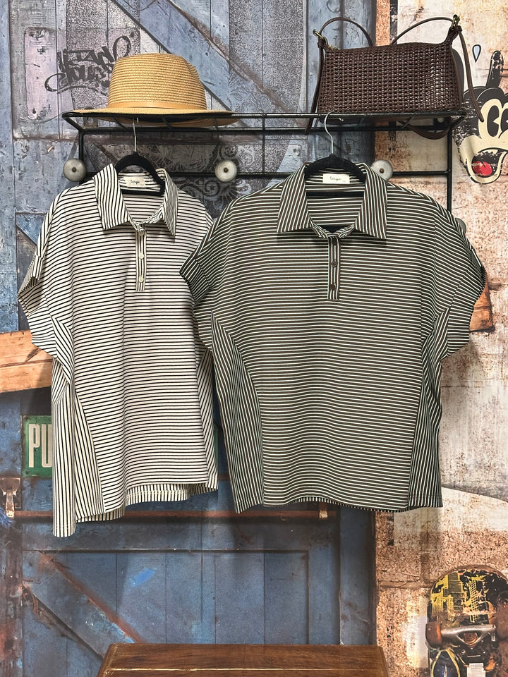 Oversize-Poloshirt mit Streifen (38/44)